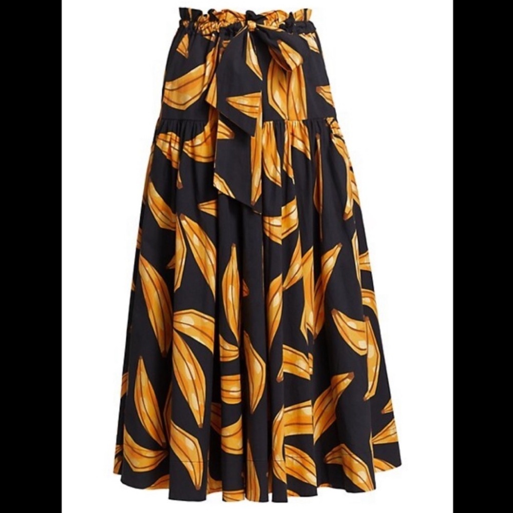 Farm Rio Ripe Bananas Paperbag tie waist midi skirt M - NWOT